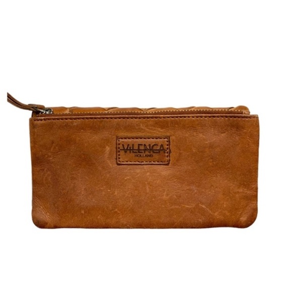 Brown Woven Leather Wallet with Zipper Closure - Picture 8 of 10